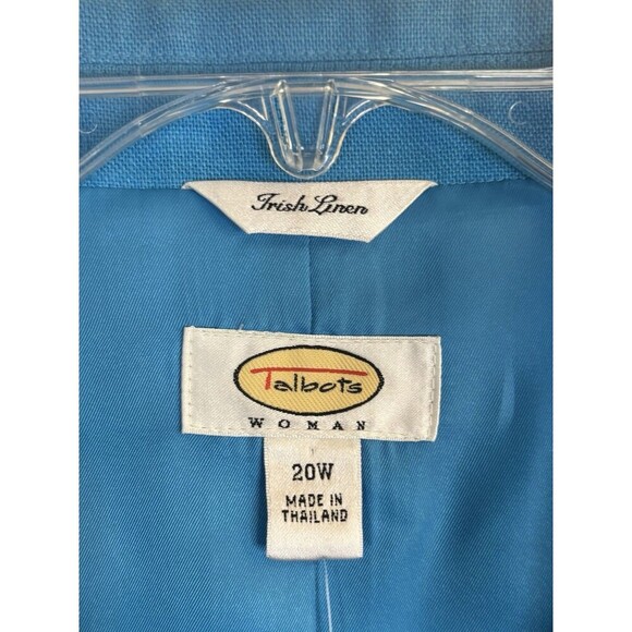 TALBOTS Blue 100% Linen Blazer Women 20W Long Sleeve Lined Pockets Jacket Career - Picture 3 of 13
